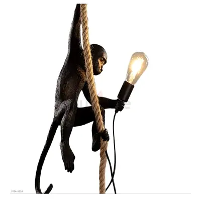 Decorative Monkey Rope Wall Lamp — Unique Hanging Accent Light blk.gold.white available