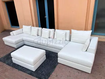 Marina Home U Shape Sofa Beige-Color with footstool