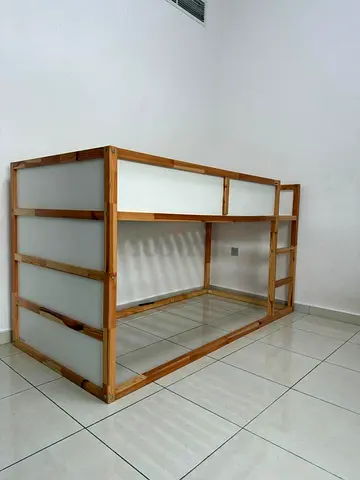 Pine wood single loft bed frame with ladder - good condition