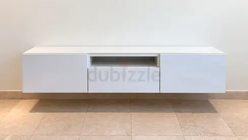IKEA TV STAND, Glossy White, with Glass Top