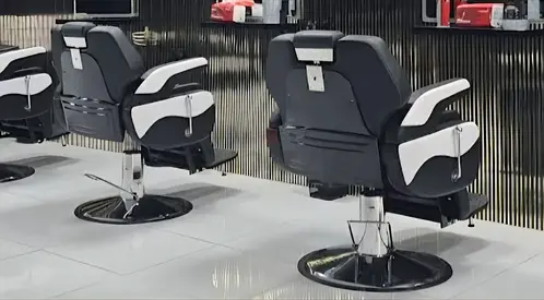 Two Professional Hydraulic Barber Chairs - Good Condition