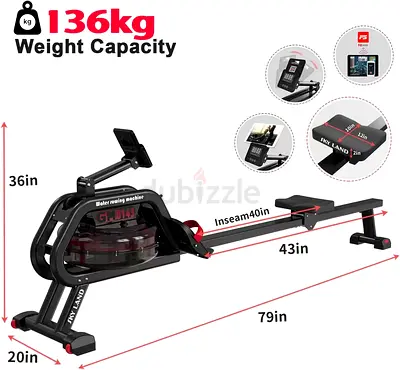 SKY LAND Water Rowing Machine | Bluetooth App | LCD Monitor GM-8143
