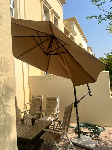 Large cantilever outdoor patio umbrella - beige, good condition