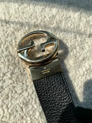 Gucci Black/Brown Leather Reversible GG Dollar Belt
