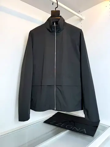 Men's lightweight black zip-up jacket - size available (Zegna style)