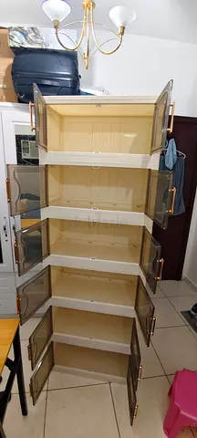 6-layered Shelf Plastic Compact folding Cabinet with Magnetic Doors — All in Good Condition!