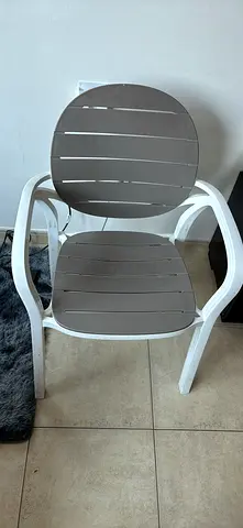 Outdoor/Patio Plastic Armchair - White Frame, Grey Seat