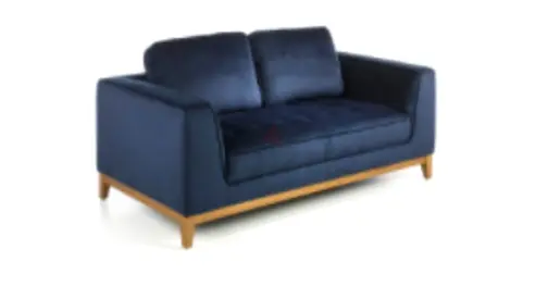Navy Blue 2-Seater Sofa with Gold-Tone Base