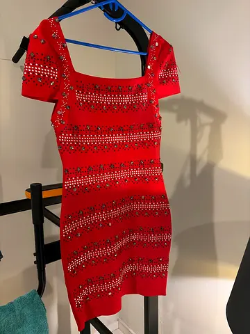 Red short-sleeve sequin Herve Leger