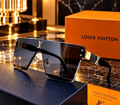 Louis Vuitton Oversized Shield Sunglasses - Black/Gold (Authentic)