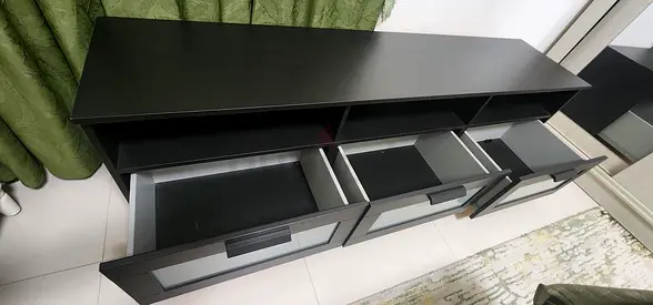 Black 3-Drawer TV Console / Entertainment Unit - Good Condition