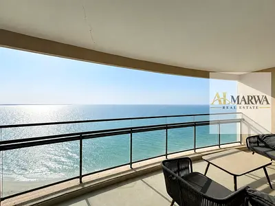 Luxurious Beachfront 3BR + Maids Room || Private Beach || Chiller Free || 2 Car Parkings || All Amenities Free