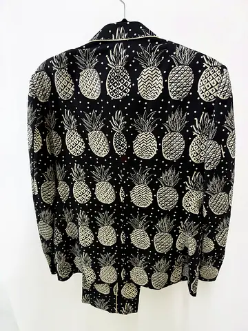 Dolce & Gabbana Black Pineapple Print Wool Suit - Men's