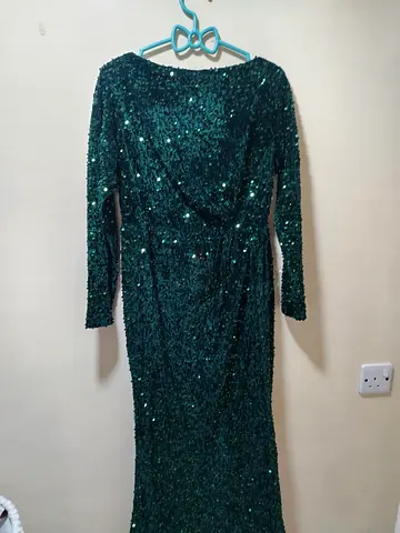 Khizana Emerald Green Sequin Evening Dress - Size L