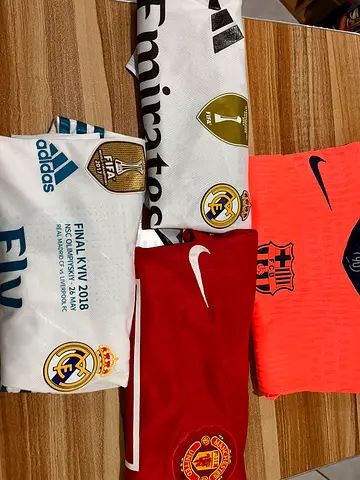 Mixed Football Club Jerseys - Real Madrid, Barcelona, Manchester United (Used)