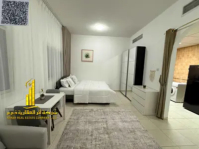 🏡 أفخم وأرقى شقة استوديو مفروشة بالكامل للإيجار الشهري في مجمع الجرف  مقابل جامعة عجمان والمحكمة وسهل المخرج لدبي والشارقة– الجرف 2 ✨