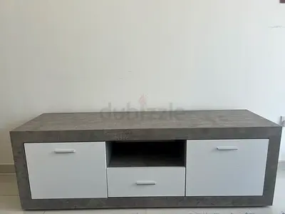 Low TV Entertainment Unit with Storage - Concrete Finish