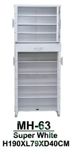 White Tall Storage Cabinet with Shelves and Drawer (MH-63) - 190x79x40cm