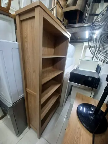 Tall Oak Effect Bookcase / Open Shelving Unit - Good Used Condition