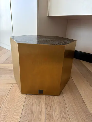 Brass-finish Cube Side Table / Stool - Modern Minimalist