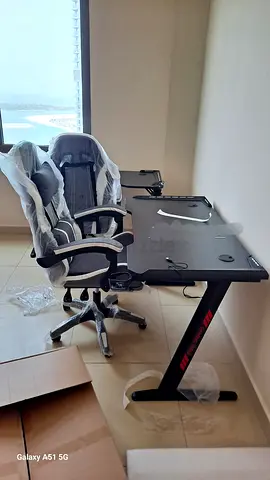 Black Gaming Desk with gaming Chairs - brand new