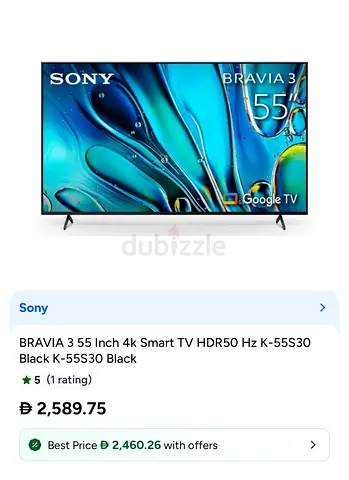 Sony BRAVIA 55-inch 4K Smart TV (Model K-55S30) - Google TV