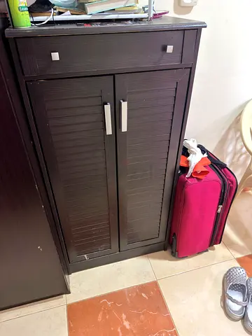 Dark Brown Wooden shoe Storage Cabinet / Wardrobe - Good Condition