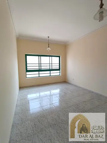 Family-friendly studio for rent in Al Qasimia/Al Mahatta, Sharjah. Features a good-sized layout, a separate kitchen, central air conditioning, and an