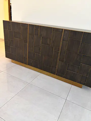 Moving sale: walnut chest with brass finish