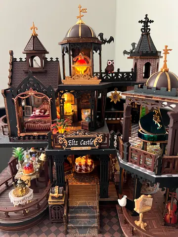 Detailed miniature elfz castle collectible dollhouse scene