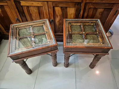 Glass Top Antique Side Tables