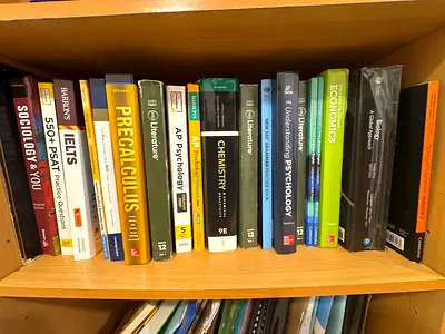 Collection of High School and AP books (Math, Science, Psychology, Economics)