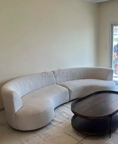 Curved Cream 6-Seater Sofa — Modern Compact Lounge