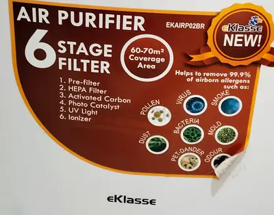 eKlasse Portable Air Purifier with 6-Stage Filter - Good Condition