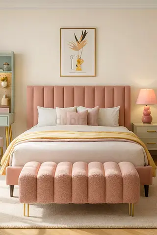 Stylish cozy peach colour 180*200 King size bed