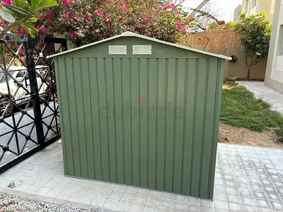 Outdoor Galvanized Metal Garden Storage Shed - Good Condition