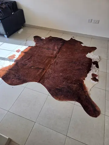 Genuine Brown & White Cowhide Rug - Good Condition