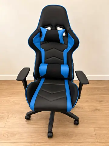 Black & Blue Gaming Chair with Neck and Lumbar Cushions