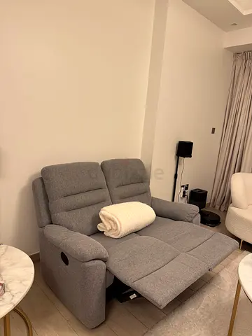 Gray 2-seater reclining sofa chair — good condition