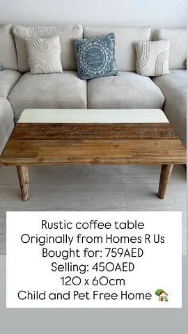 Rustic solid wood coffee table 120 x 60 cm - Homes R Us
