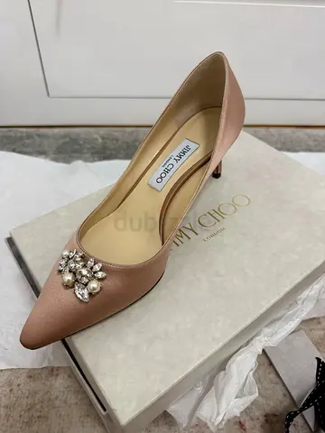 Jimmy Choo pink satin embellished pumps, size 39