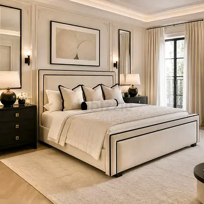 Stylish comfortable 180*200 king size piping borders bed