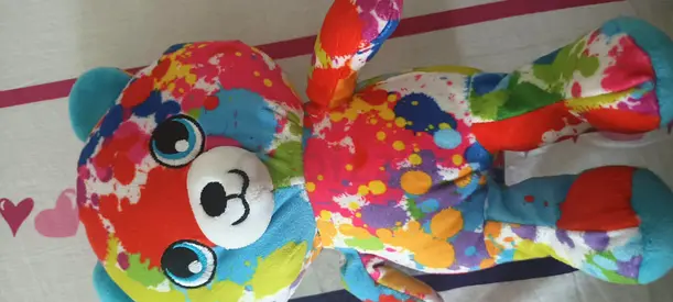 Colorful Patchwork Plush Bear - Soft Stuffed Toy