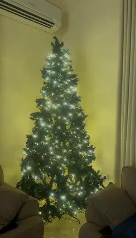 7ft Pre-lit Artificial Christmas Tree with White LED Lights (Good Condition)