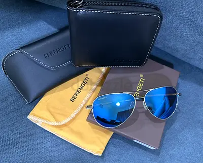 Serengeti Carrara 8547 Silver Aviator Sunglasses Polarized Mineral Glass 555nm-used with unused Bag