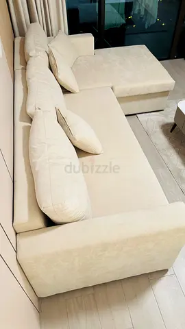 Modern Beige Corner Sofa Bed with Storage, Excellent Condition