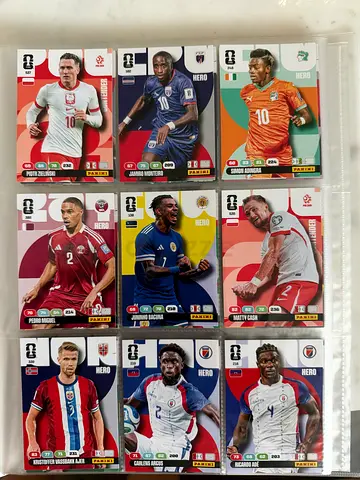 Lot of 14 Pages 123 card inside FIFA World Cup Panini-style Player Trading Cards - Mixed Teams