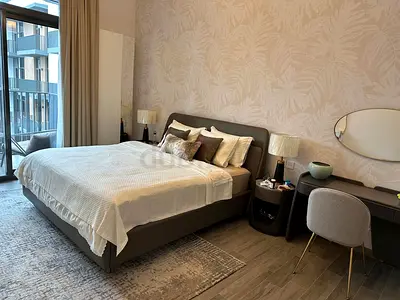 Modern upholstered king bed with bedside tables - used