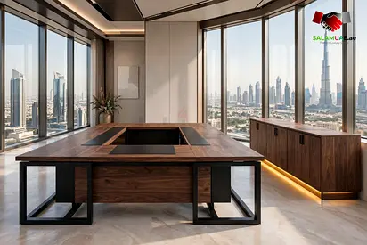 Signature U-Shaped Walnut Executive Desk – Factory-Direct