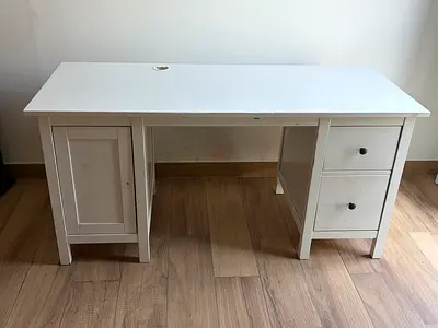 ILEA White wooden desk with drawers and cabinet